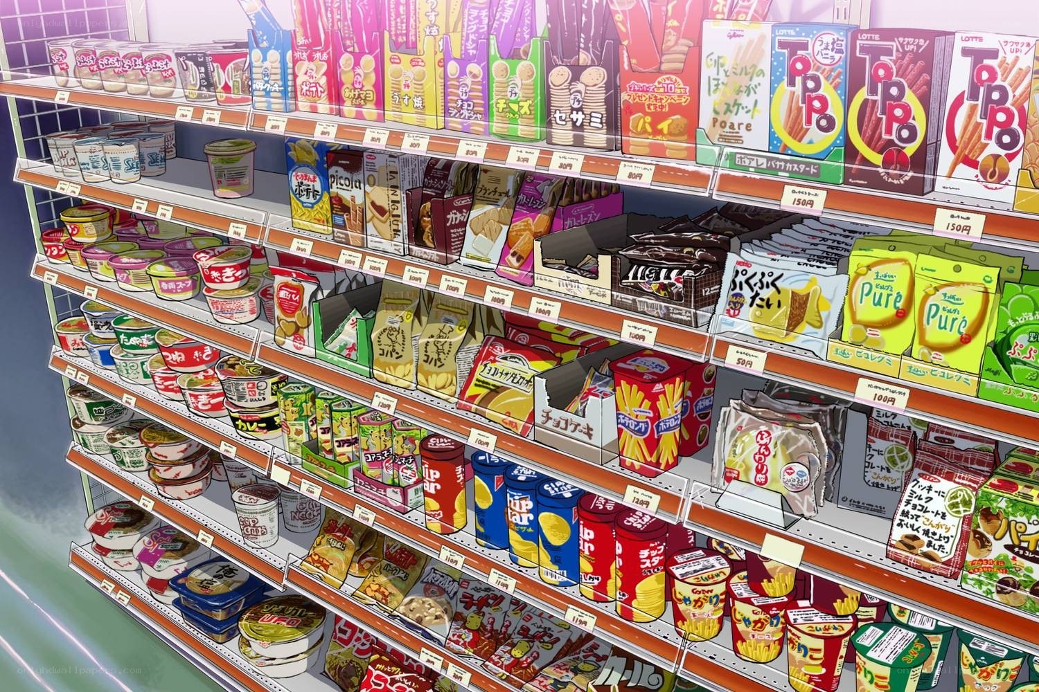 Anime-style snack aisle