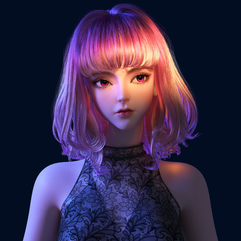 Anime-style Woman — Purple