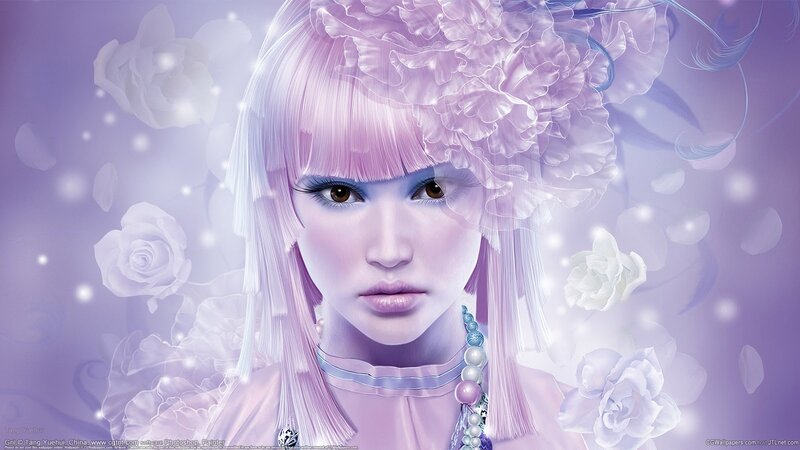 Anime-style Woman with Flowers