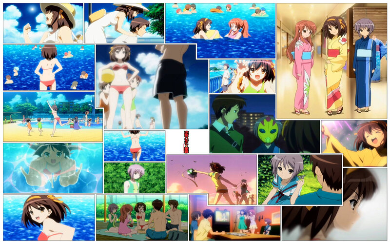 Anime summer scenes collage