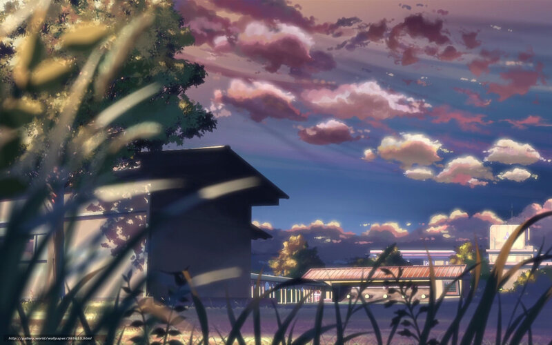 Anime sunset landscape