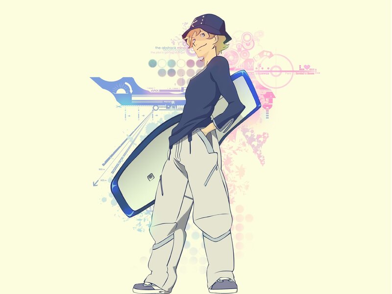 anime surfer with board