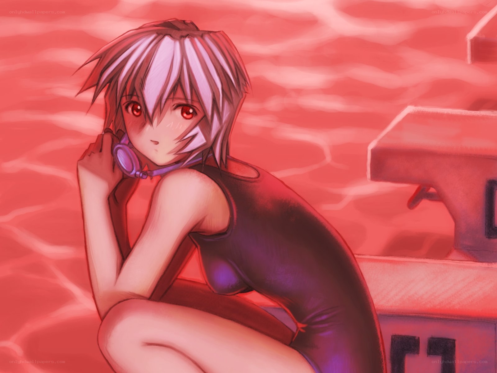 anime swimmer by pool