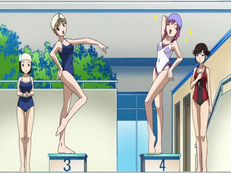 anime swimmers on diving boards
