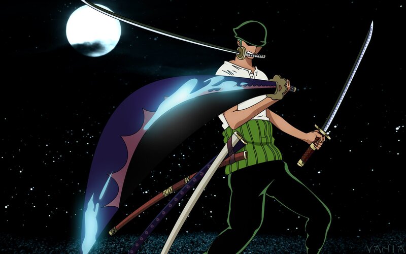 Anime Swordsman — Black, Dramatic, Night