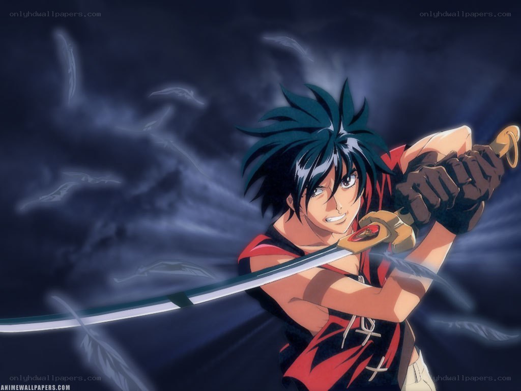 anime swordsman in action