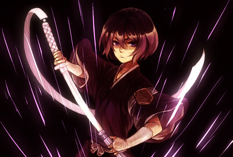 anime swordsman in action