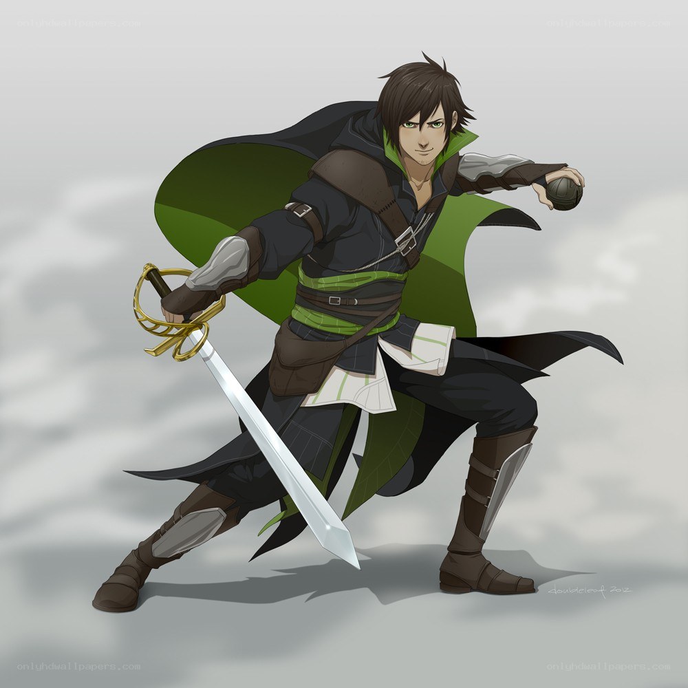 anime swordsman in action