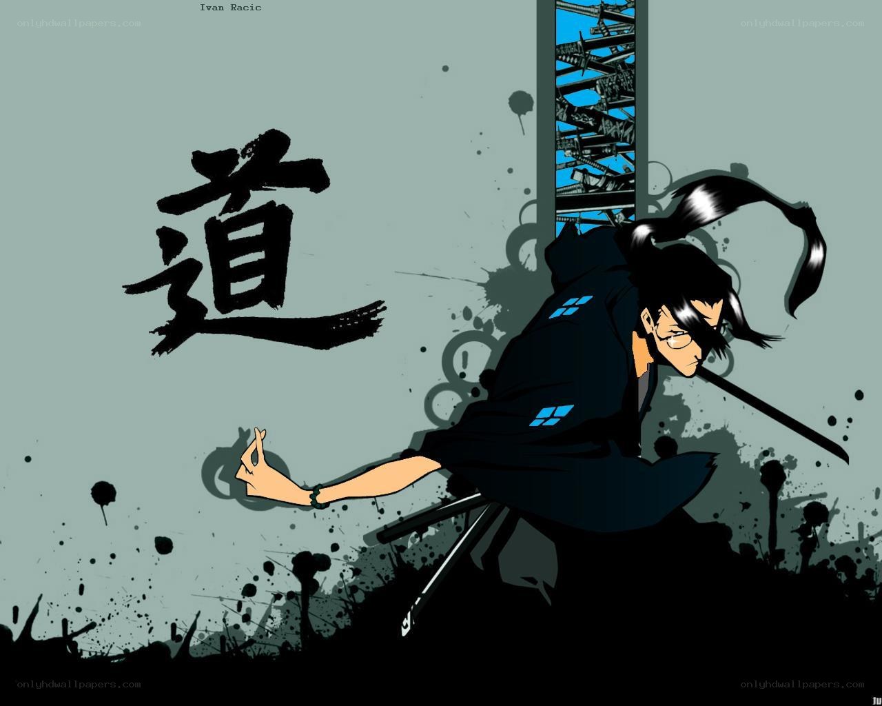 anime swordsman in action