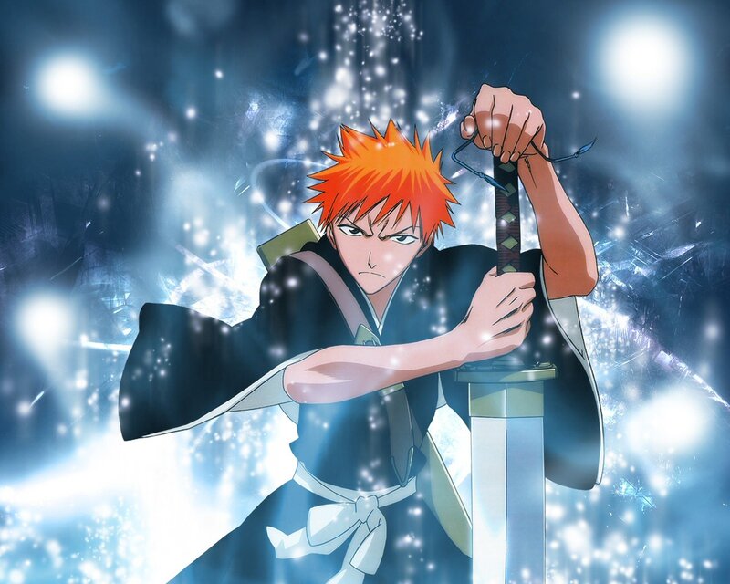 Anime swordsman in action