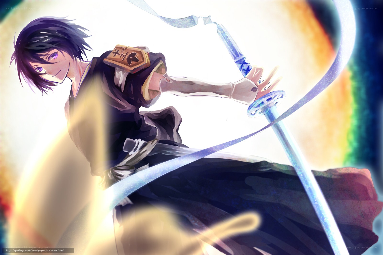 Anime swordsman in action