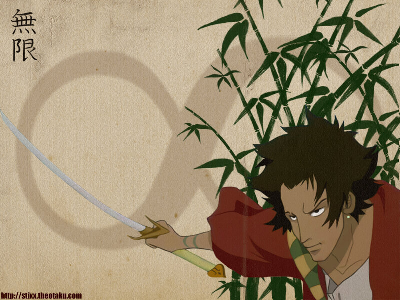 Anime swordsman in bamboo grove