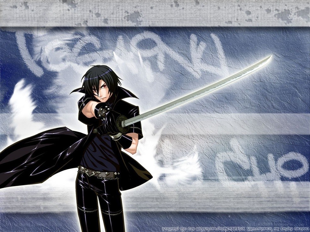 anime swordsman in black