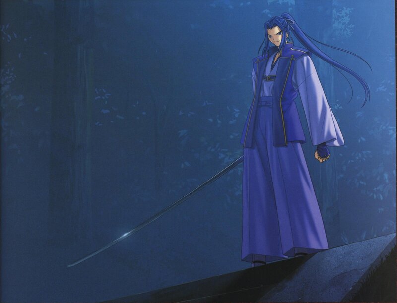anime swordsman in blue