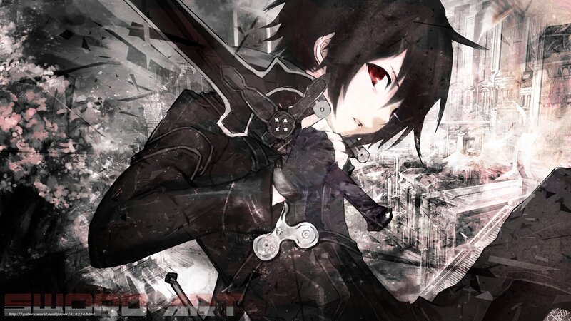 anime swordsman in city ruins