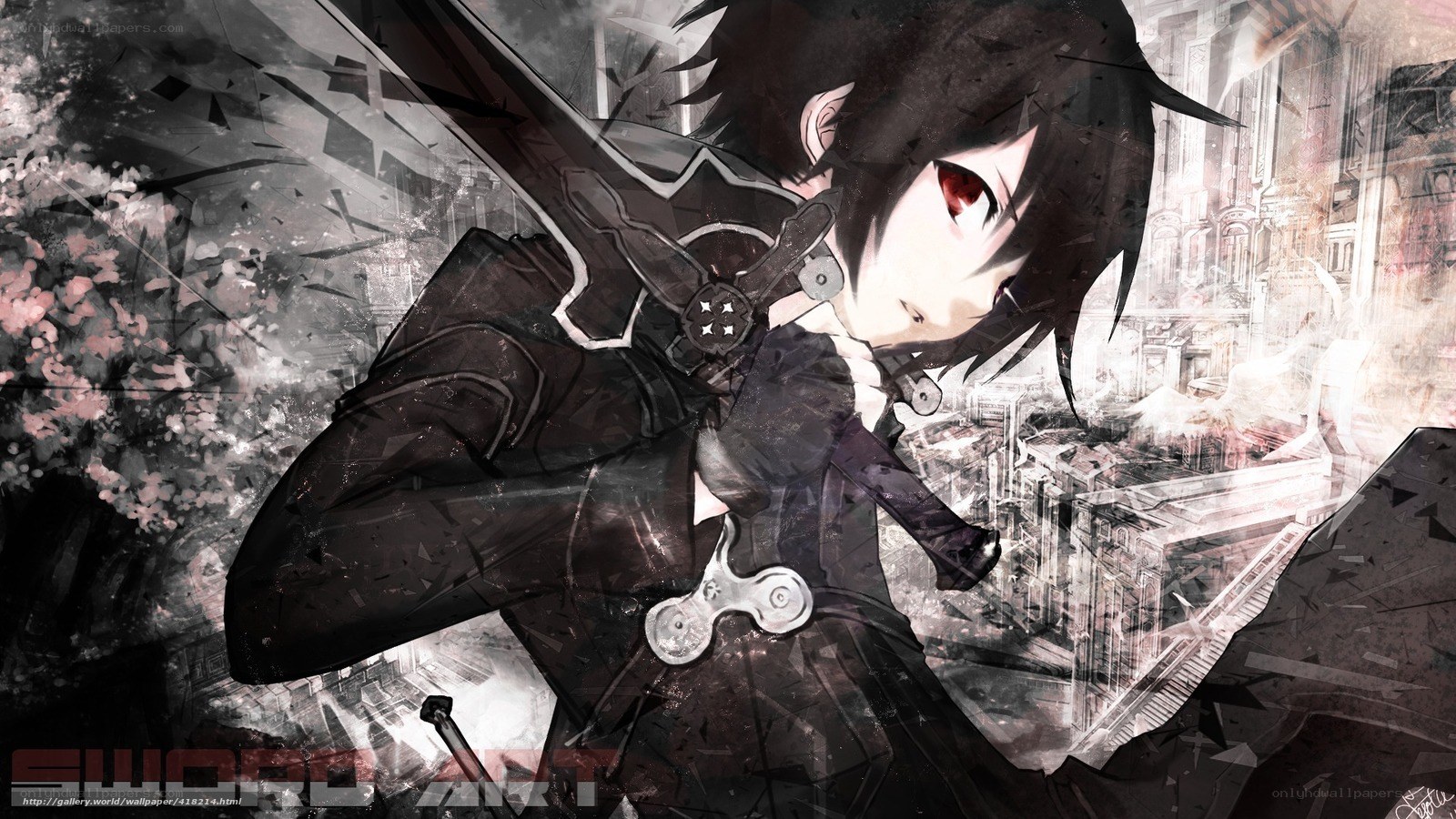 anime swordsman in city ruins