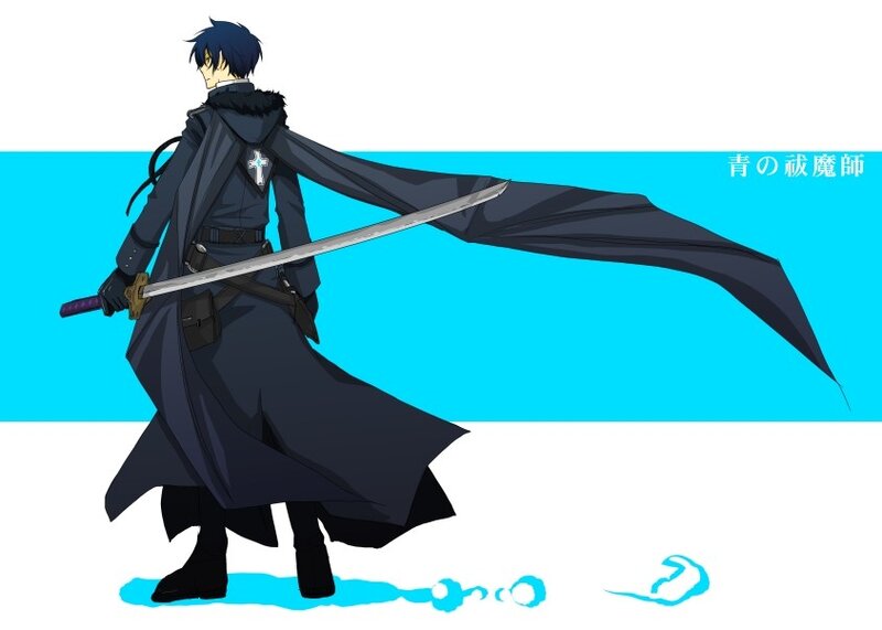 Anime swordsman in cloak