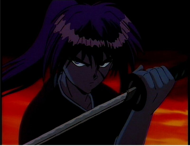 anime swordsman in dark scene