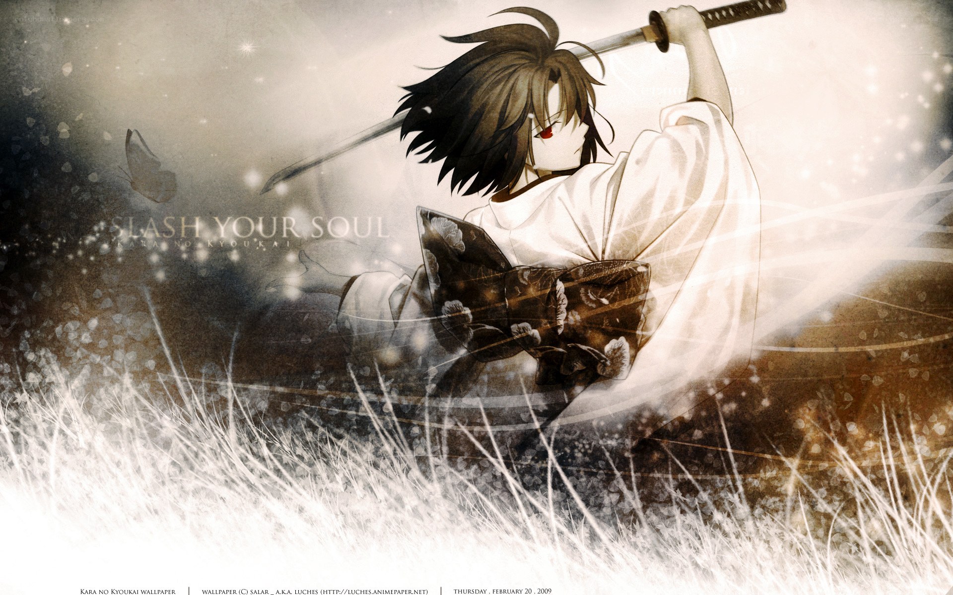 Anime swordsman in field