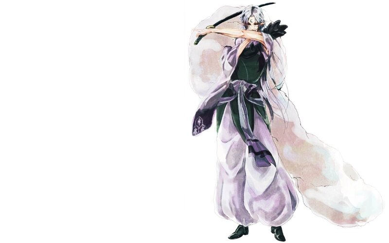 anime swordsman in purple robes