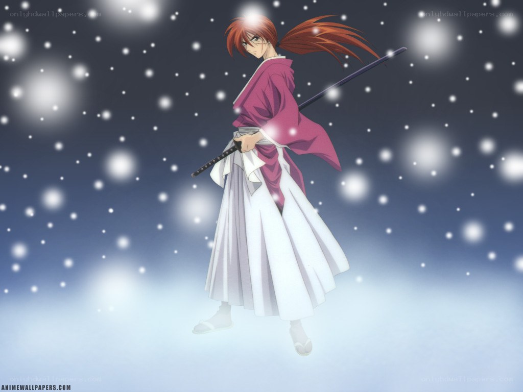 anime swordsman in snow