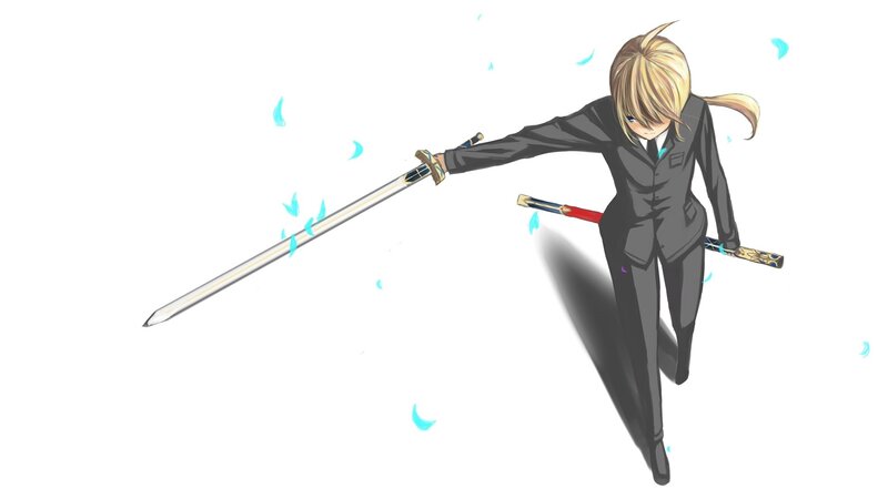 anime swordsman in suit