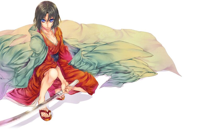 anime swordsman in traditional attire