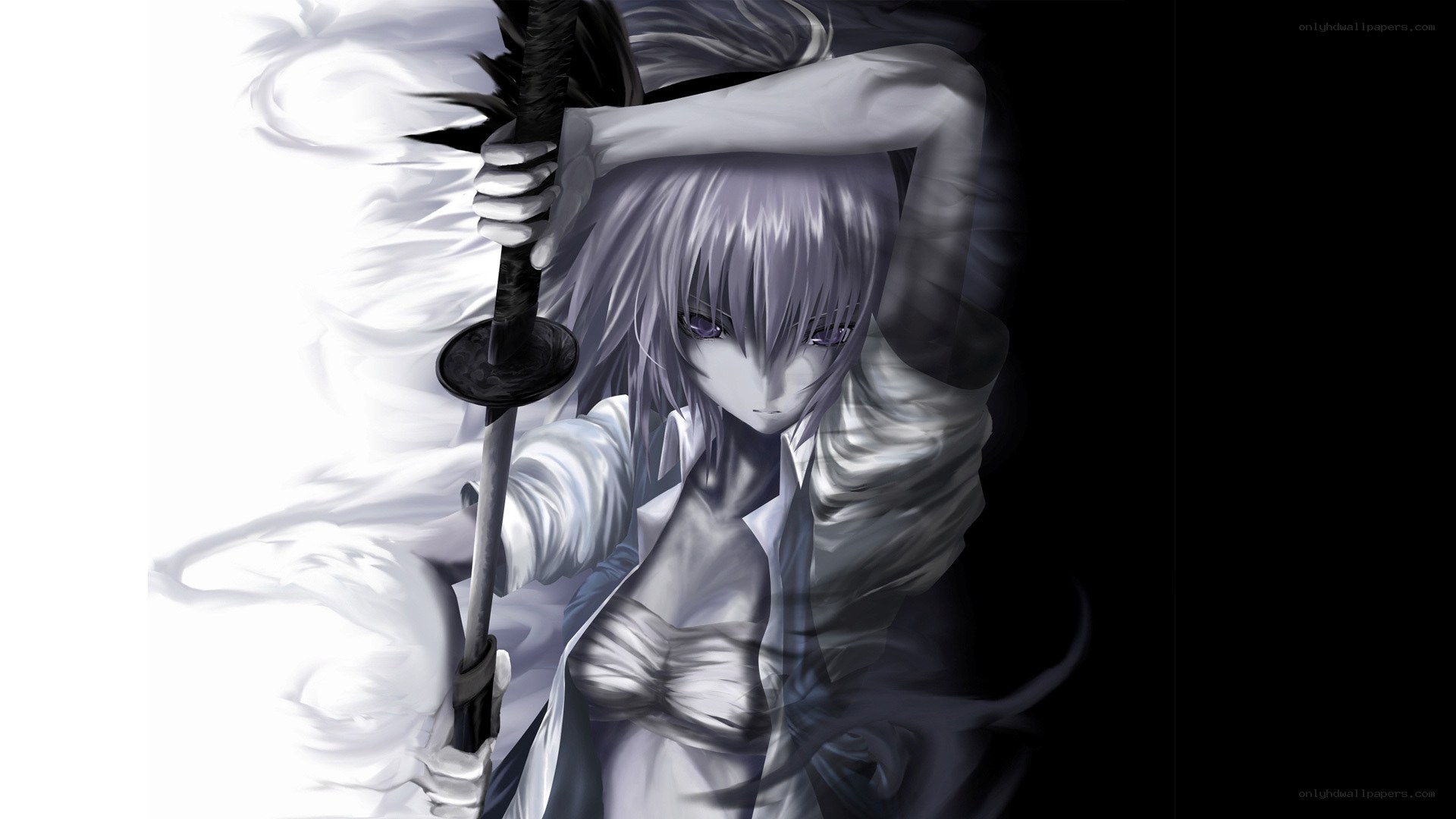 anime swordsman in white