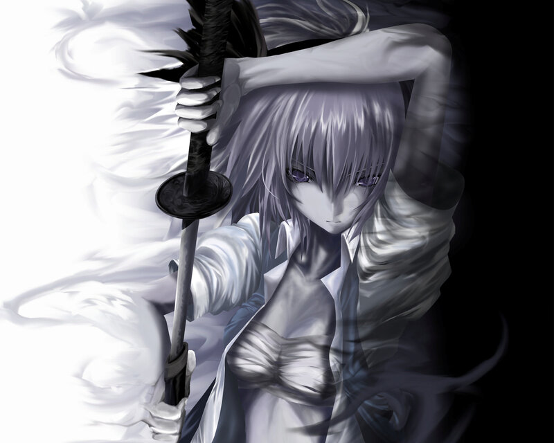 anime swordsman in white