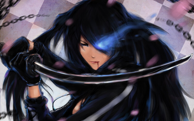 anime swordsman with blood