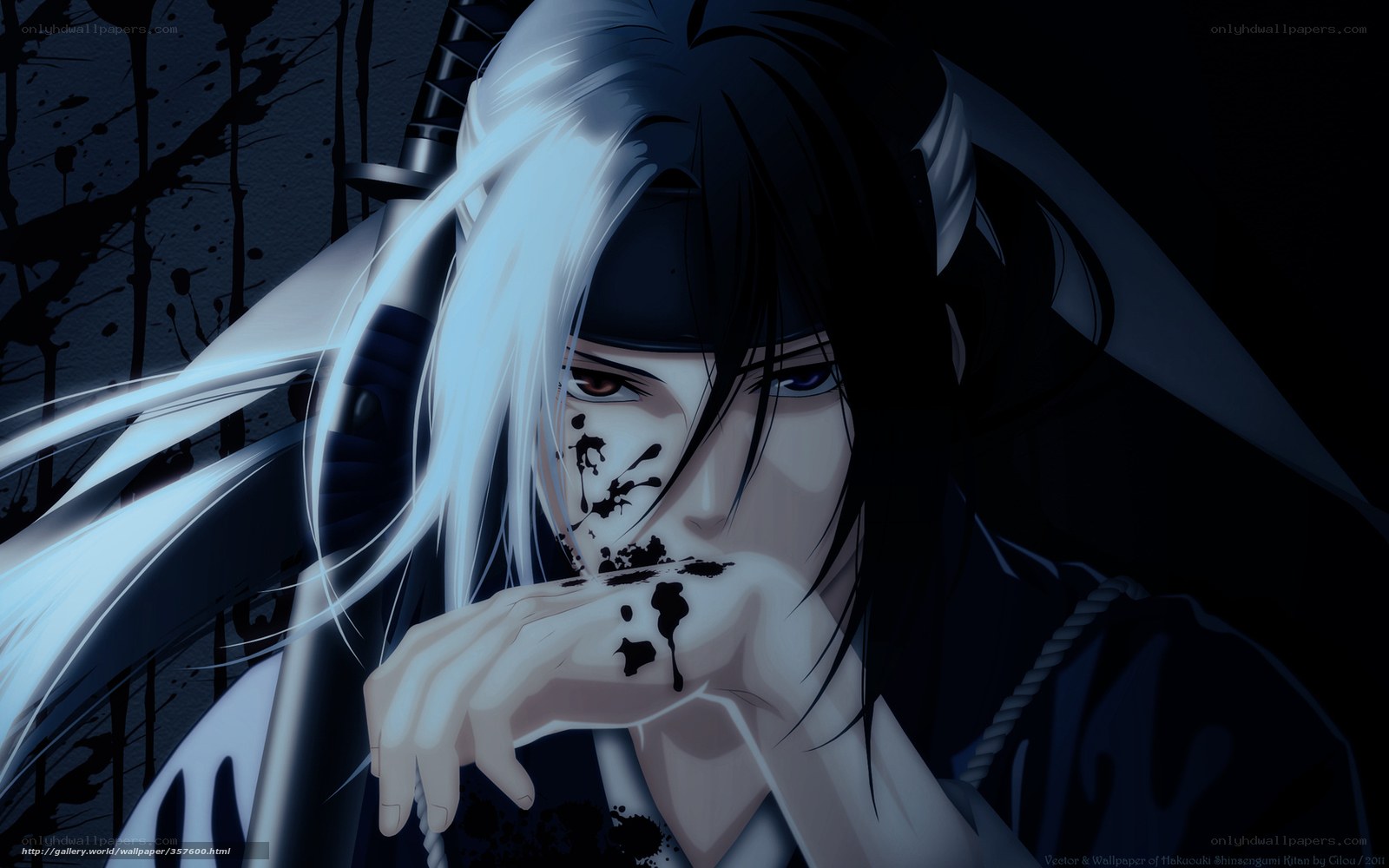 anime swordsman with blood