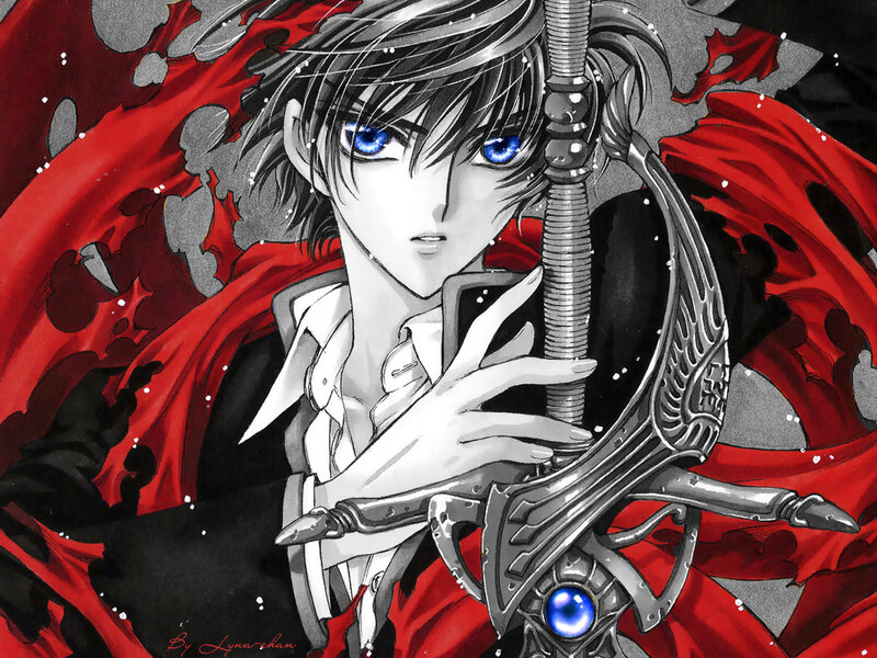 anime swordsman with blue eyes