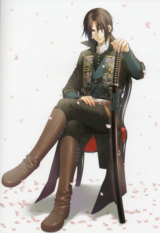 anime swordsman with cherry blossoms