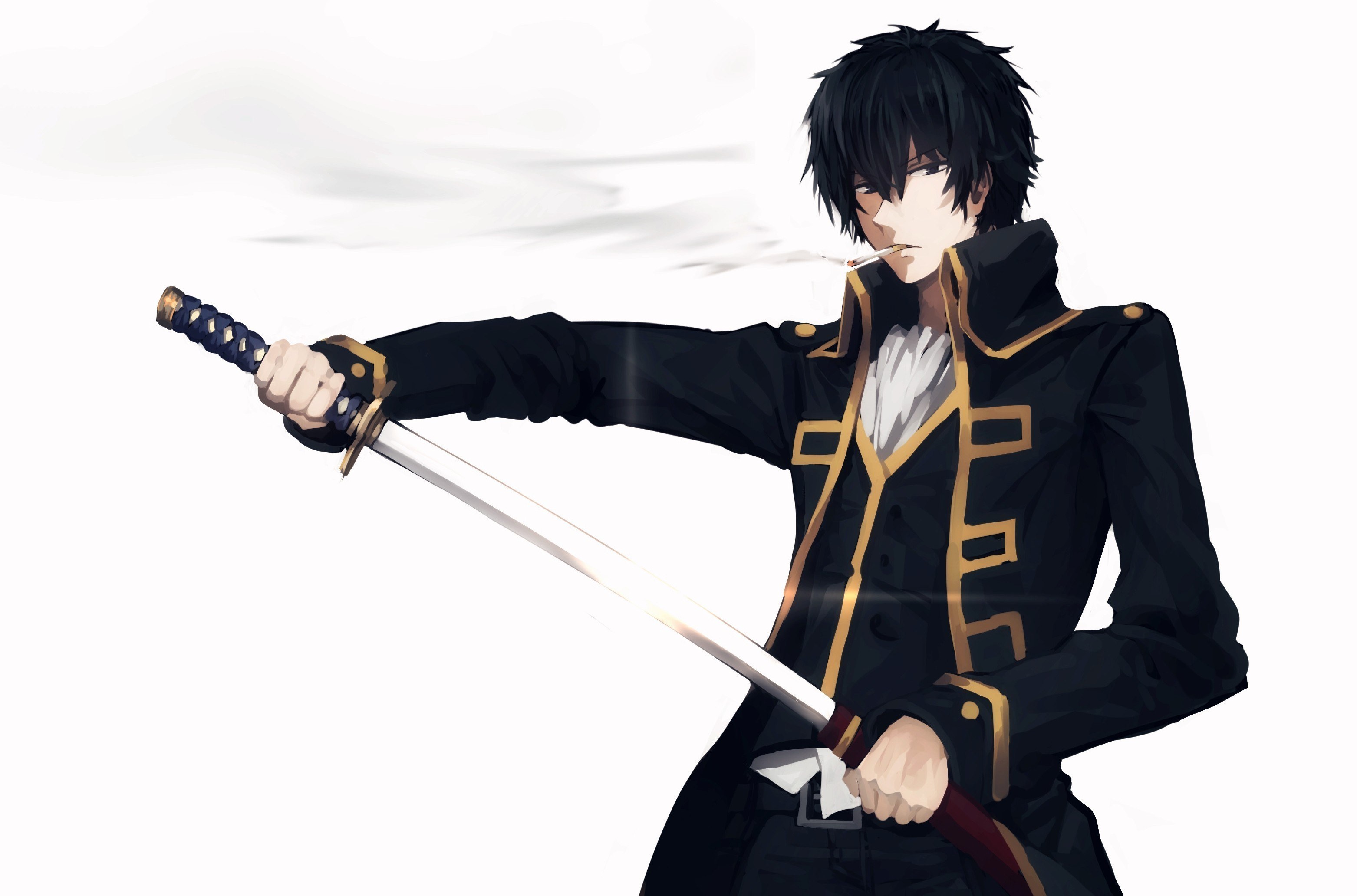 anime swordsman with cigarette