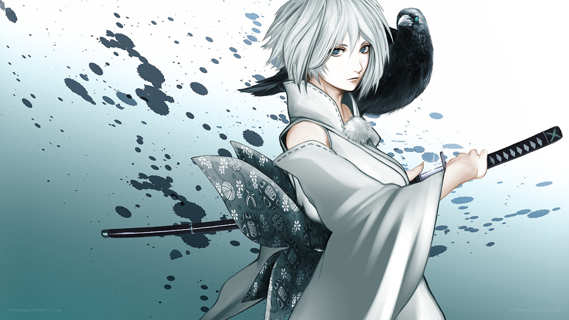 anime swordsman with crow