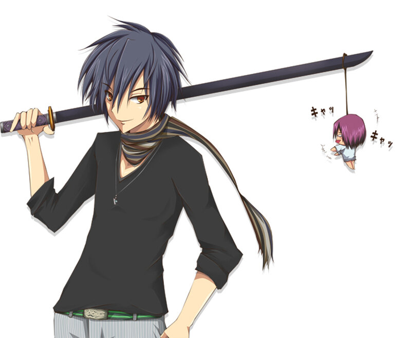 Anime swordsman with hanging figure