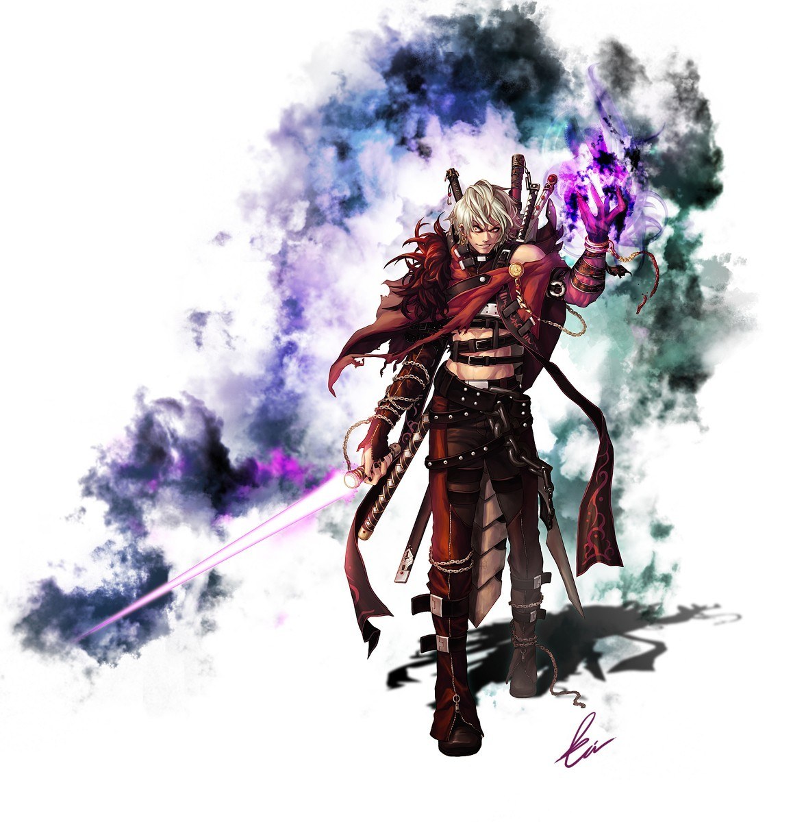 anime swordsman with magic