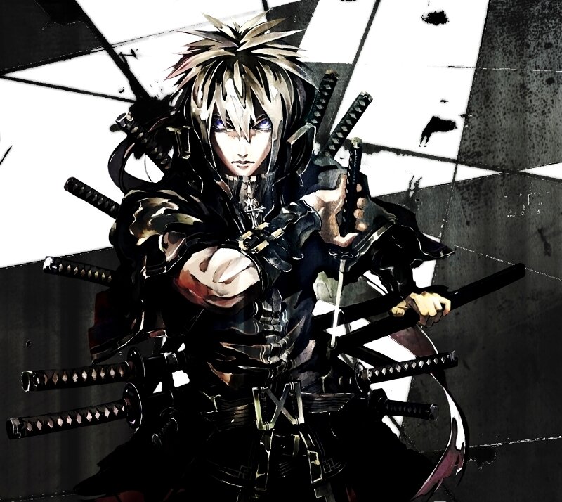 Anime Swordsman with Multiple Blades — Black