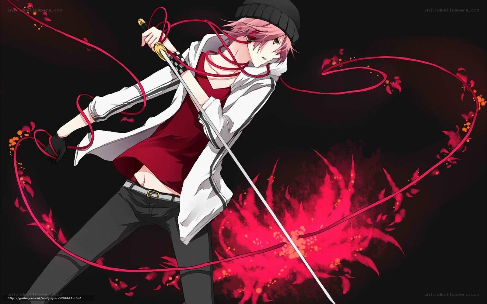 Anime swordsman with red energy