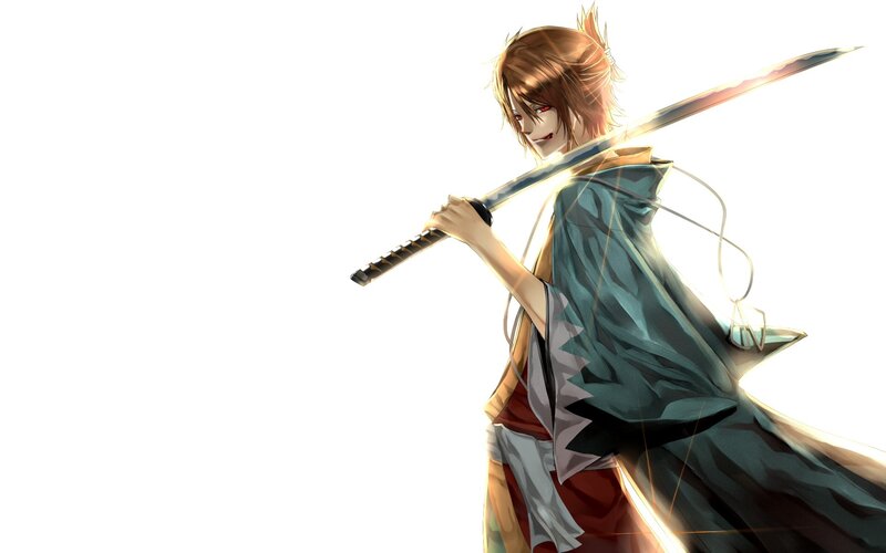 anime swordsman with red eyes