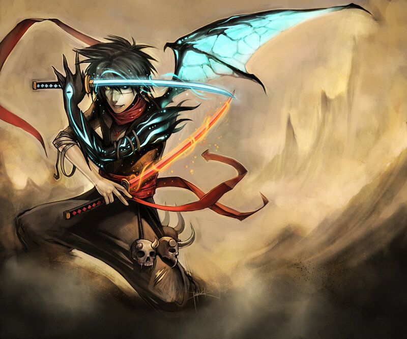 Anime Swordsman with Wings