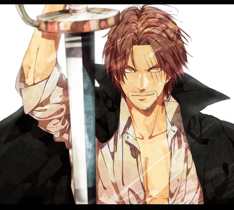 Anime swordsman with yellow eyes