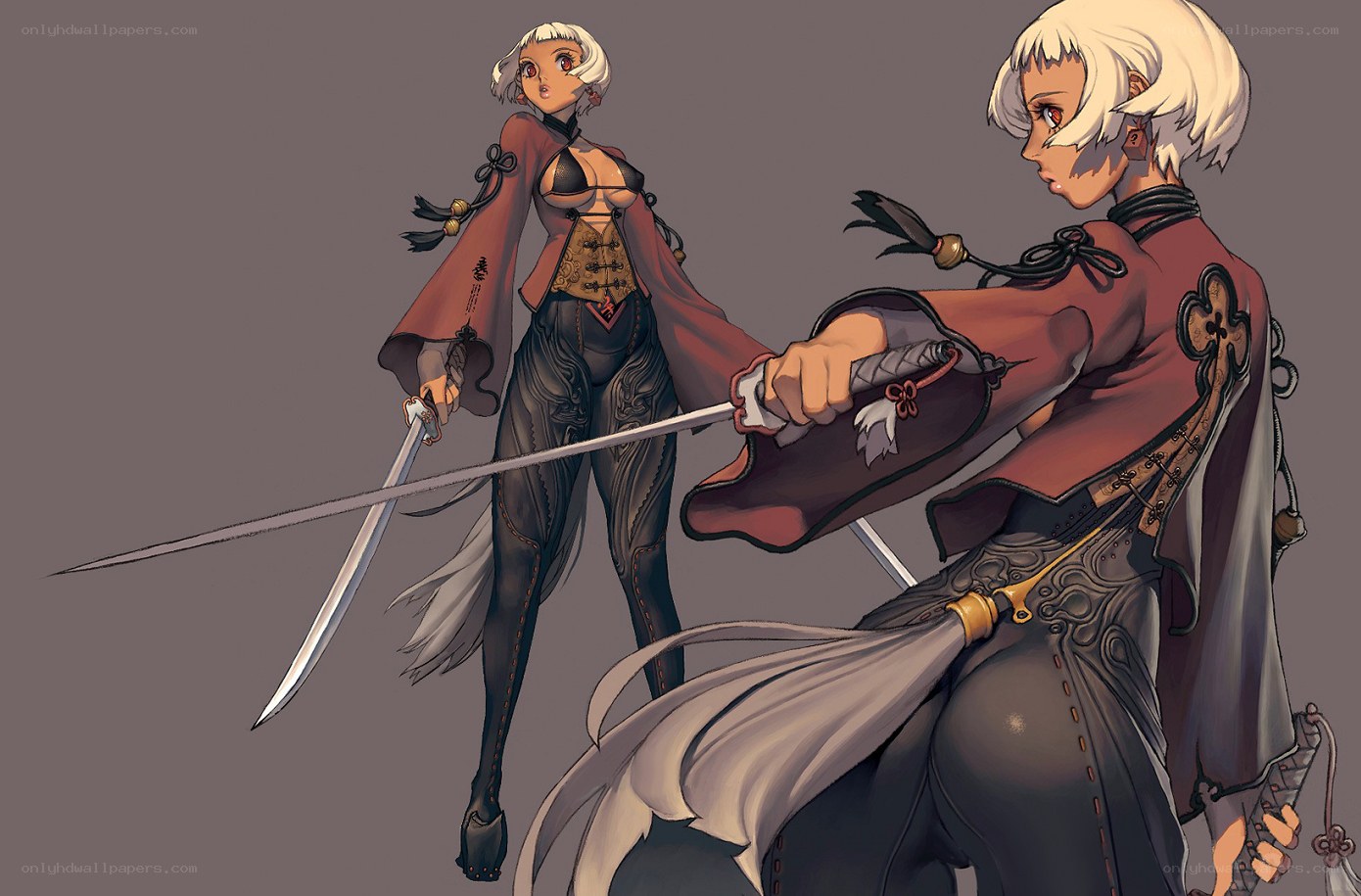 anime swordswoman character design