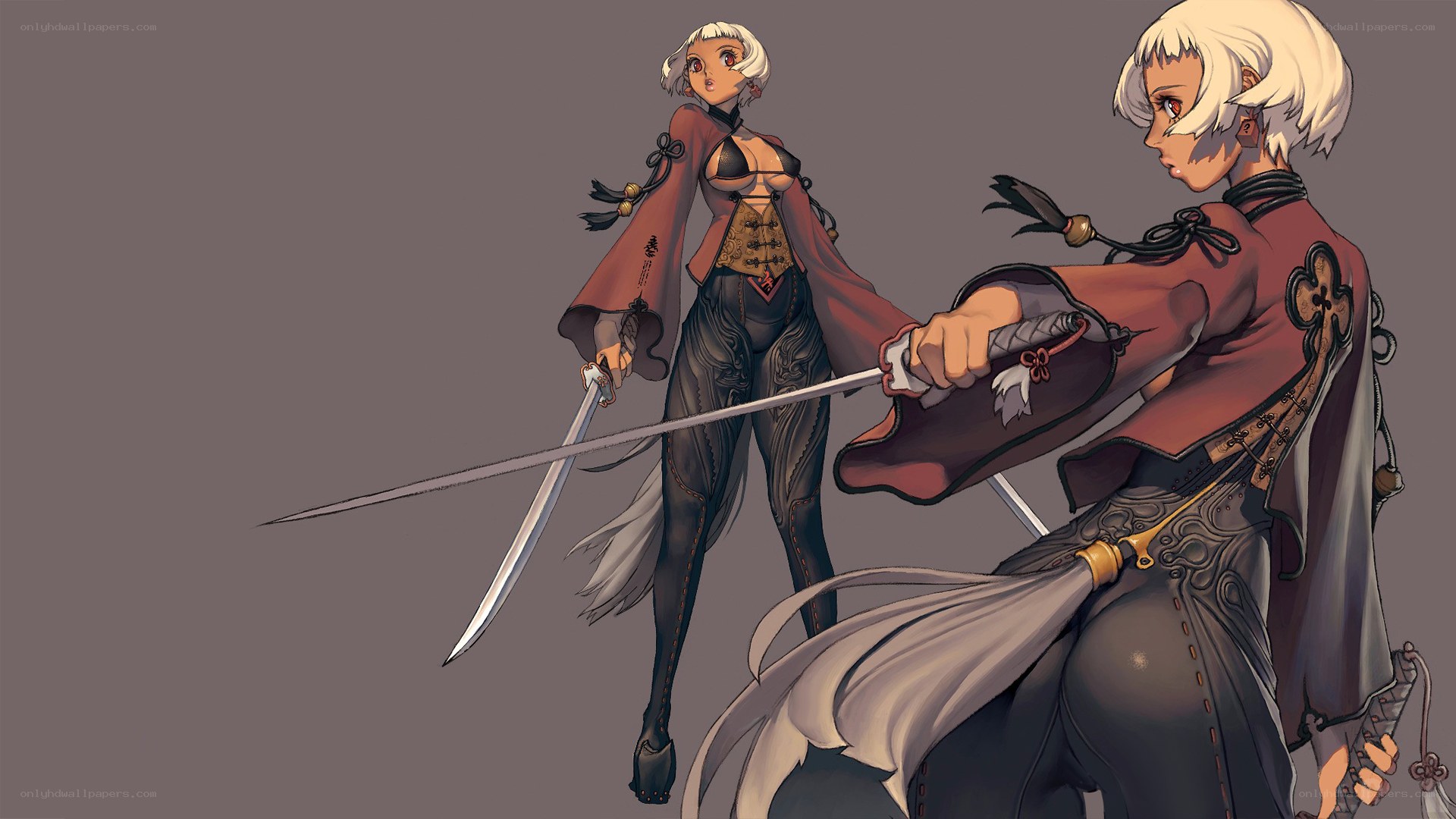 anime swordswoman character design