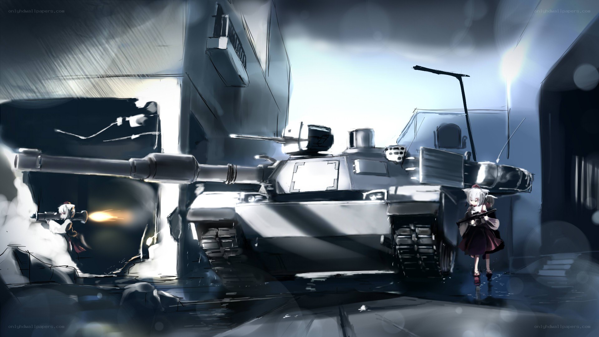 Anime tank battle scene