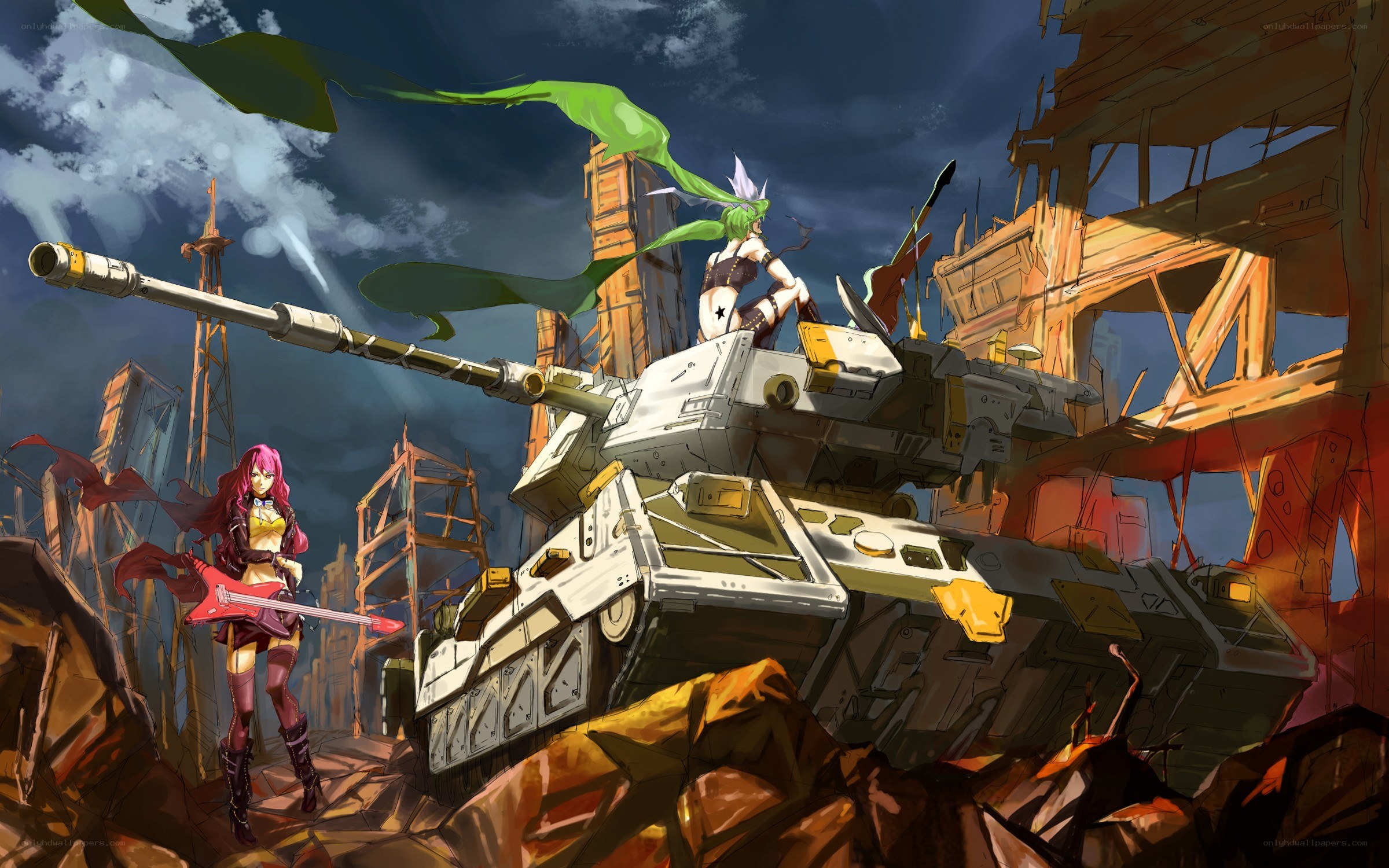 Anime tank battle scene