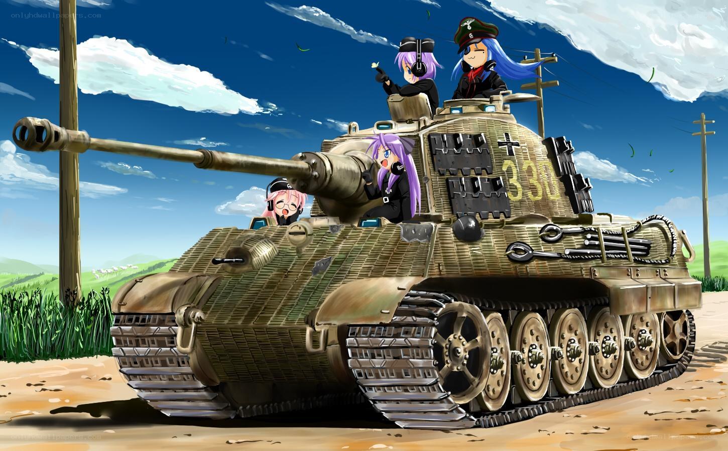 Anime tank with characters