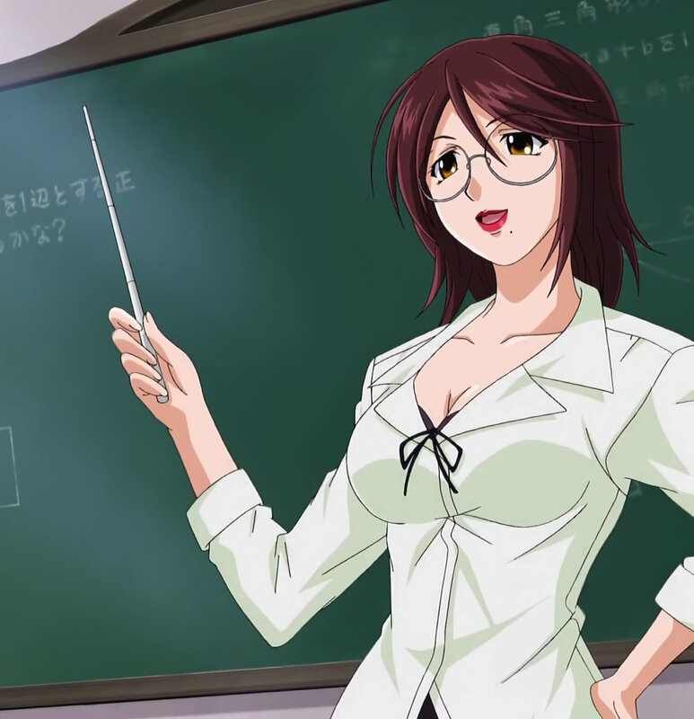 Anime teacher at blackboard