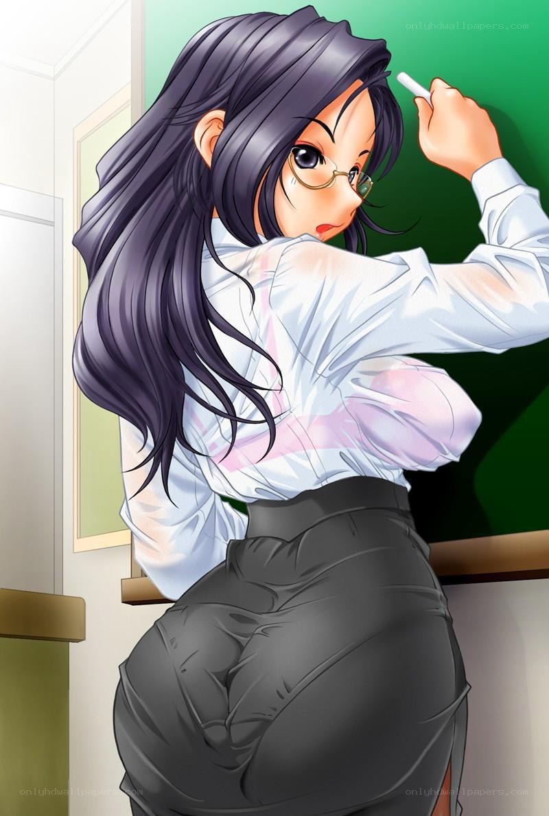 anime teacher at chalkboard