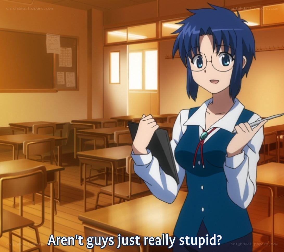 anime teacher in classroom